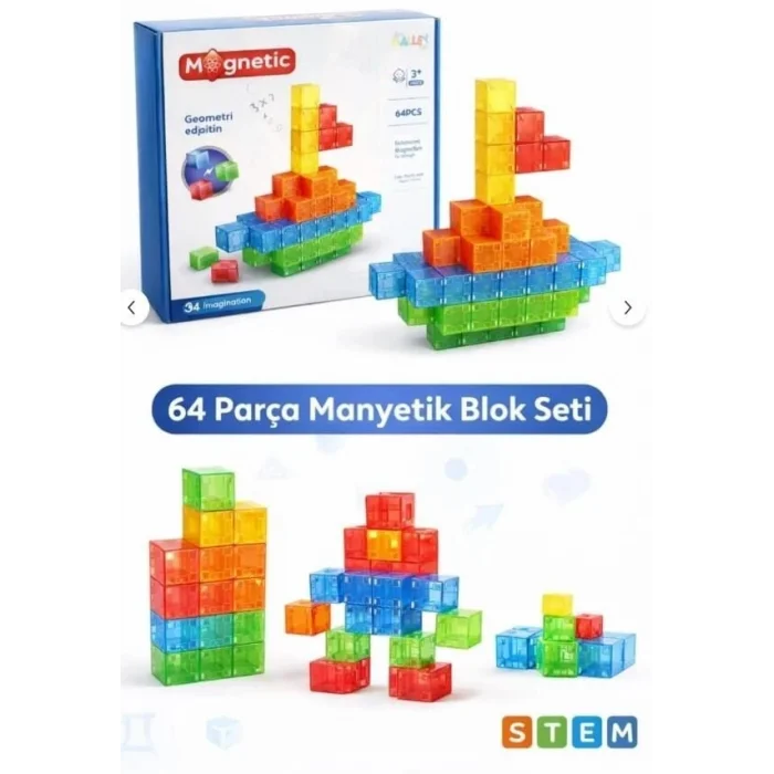 BUĞZ SH59838 MAGNET KÜP YAPI BLOK SETİ 64 PARÇA-ZRV