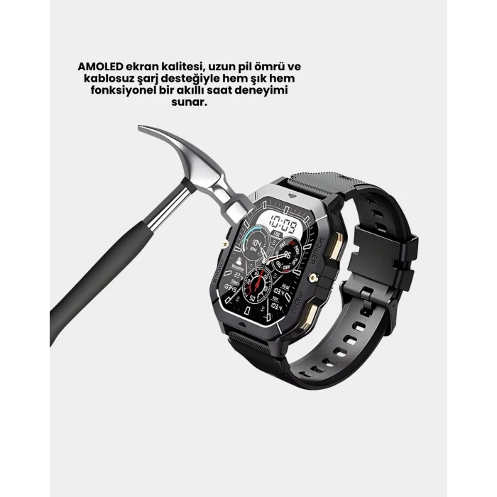 BUĞZ Şık ve Hafif Akıllı Saat Spor ve Günlük Kullanım - BUĞZ