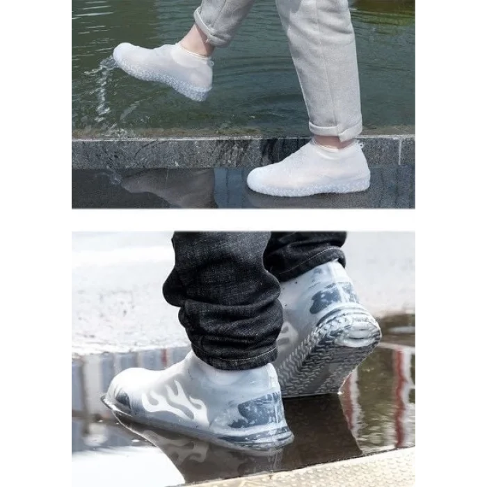  Silikon Ayakkabı Kılıfı Kaymaz Su Kir Geçirmez  M Beden Beyaz - Stokta Olan Renk Gönderilir