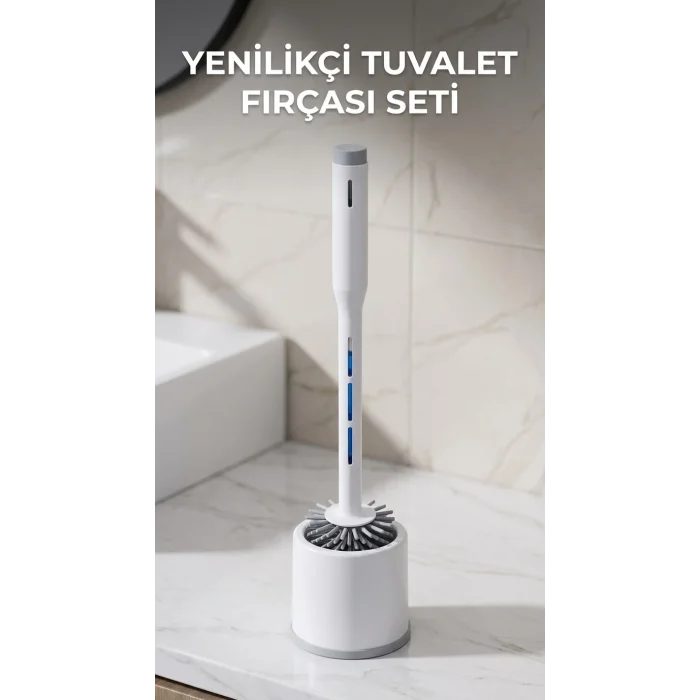 BUĞZ Silikon Deterjan Hazneli Esnek Tuvalet Fırçası - Banyo Temizliği İçin