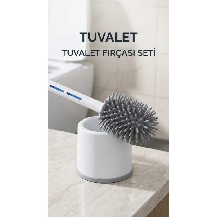 BUĞZ Silikon Deterjan Hazneli Esnek Tuvalet Fırçası Banyo Temizlik Ürünü