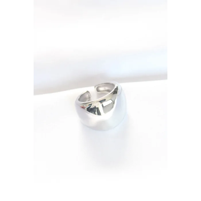 BUĞZ Silver Renk Ayarlanabilir Bombeli Ayna Yüzük - Lisinya