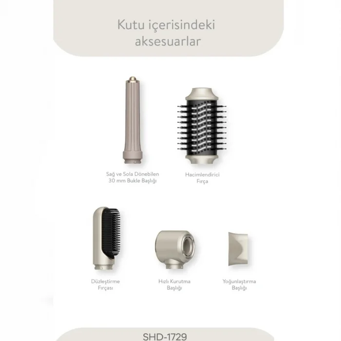 BUĞZ Sinbo Air Brush Saç Şekillendirme Cihazı - 5 Başlıklı - Rose Gold Renk