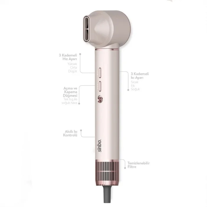 BUĞZ Sinbo Air Brush Saç Şekillendirme Cihazı - 5 Başlıklı - Rose Gold Renk