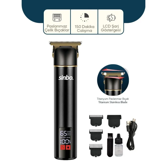 BUĞZ Sinbo Saç Sakal Tıraş Makinesi - Alüminyum Alaşımlı Gövde - USB Şarjlı
