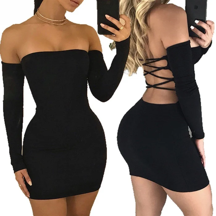 BUĞZ Sırt Dekolteli Straplez Mini Elbise