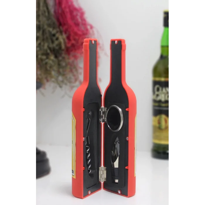 BUĞZ Şişe Tirbuşon Seti Küçük Kırmızı Alk2627