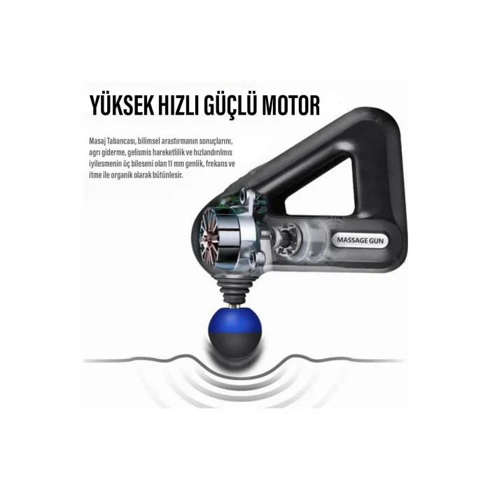 BUĞZ Siyah 12 başlıklı titreşimli masaj tabancası spor sonrası kullanım yetkili servisli