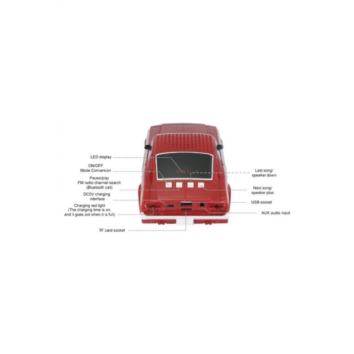 BUĞZ Siyah araba tasarım Bluetooth, USB, AUX, FM radyo ve LED ışıklı nostaljik radyo - Elektronik
