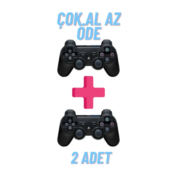 BUĞZ Siyah Bluetooth bağlantılı, hızlı şarj özellikli, 2 adet Playstation 3 uyumlu gamepad