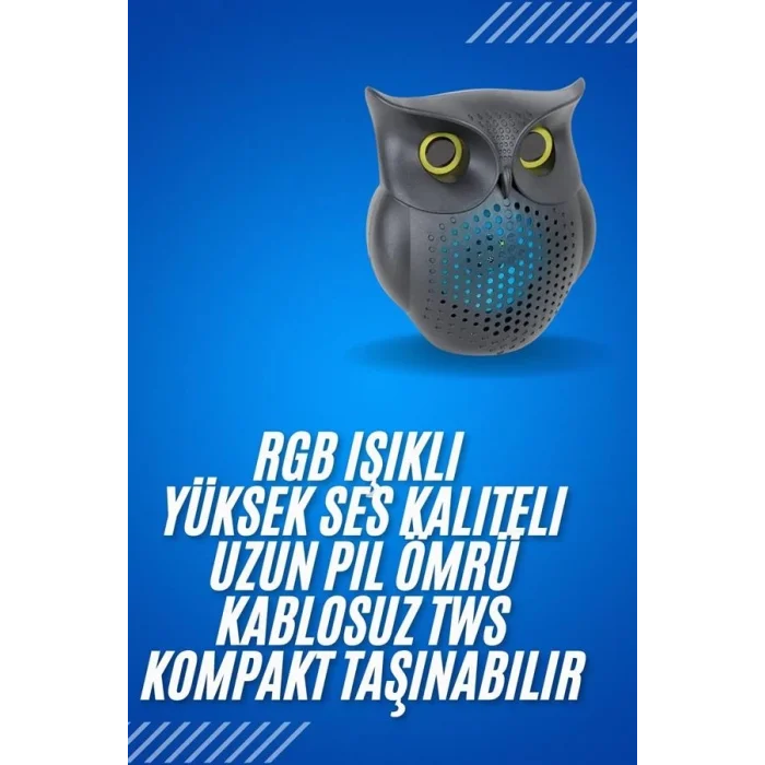  Siyah Bluetooth Hoporlör Baykuş Speaker Bluetooth 5.0 Bağlantılı