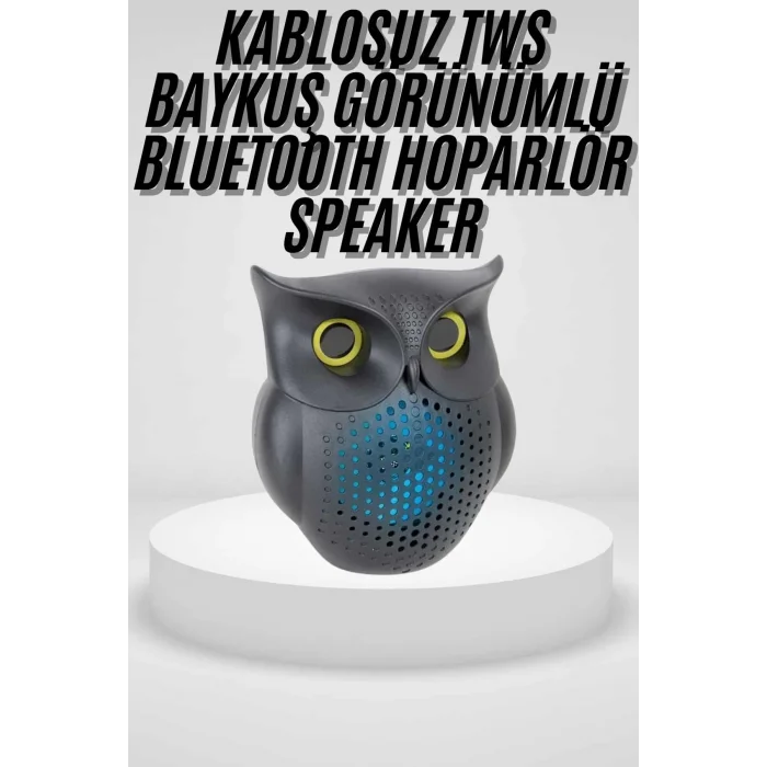  Siyah Bluetooth Hoporlör Baykuş Speaker Bluetooth 5.0 Bağlantılı