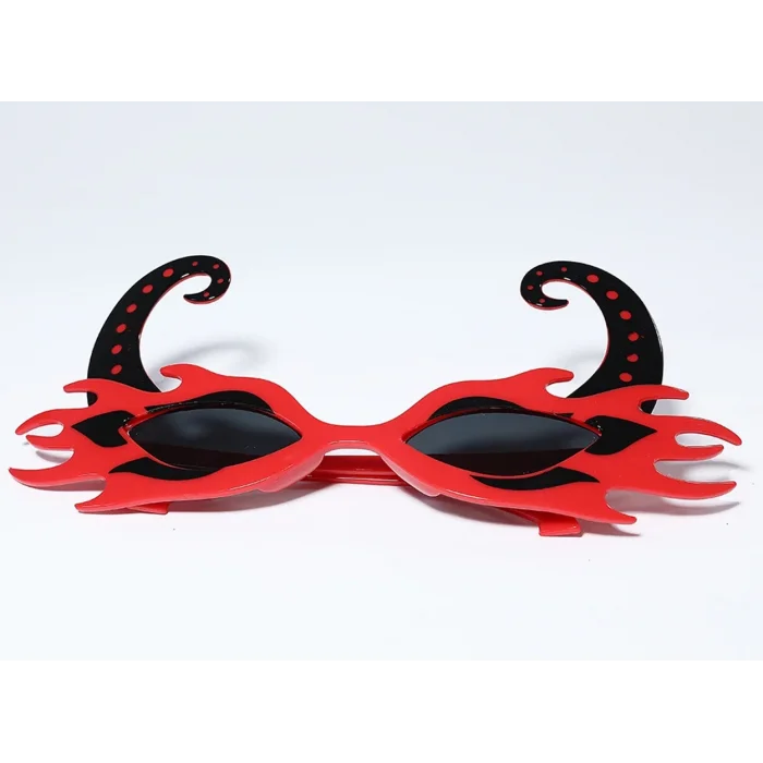 BUĞZ Siyah Boynuzlu Kırmızı Renk Alevli Parti Gözlüğü 21x10 cm