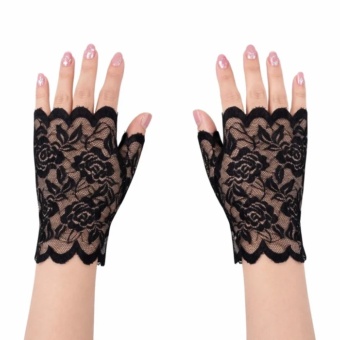 BUĞZ Siyah Dantel Parmaksız Kısa Eldiven