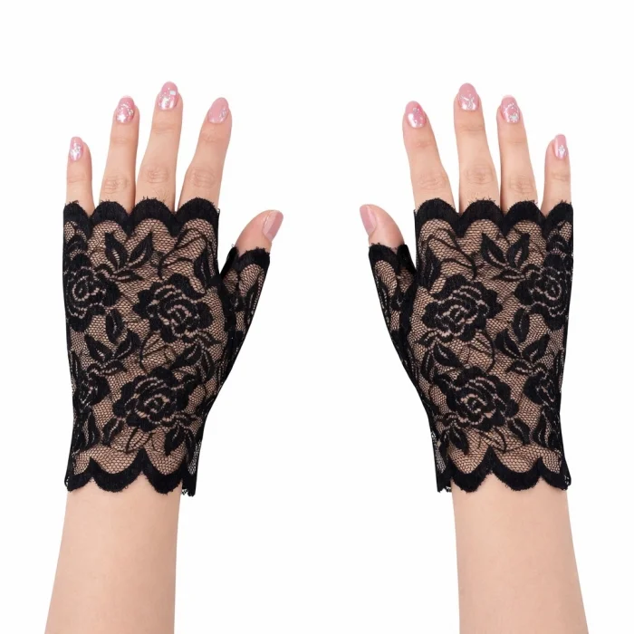 BUĞZ Siyah Dantel Parmaksız Kısa Eldiven