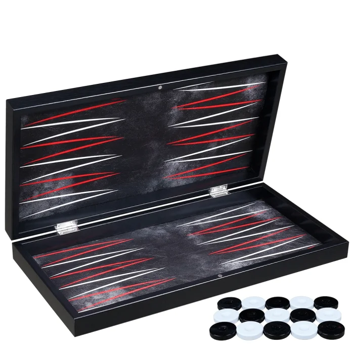 BUĞZ Siyah Deri Kaplamalı Özel Tasarım Tavla Seti