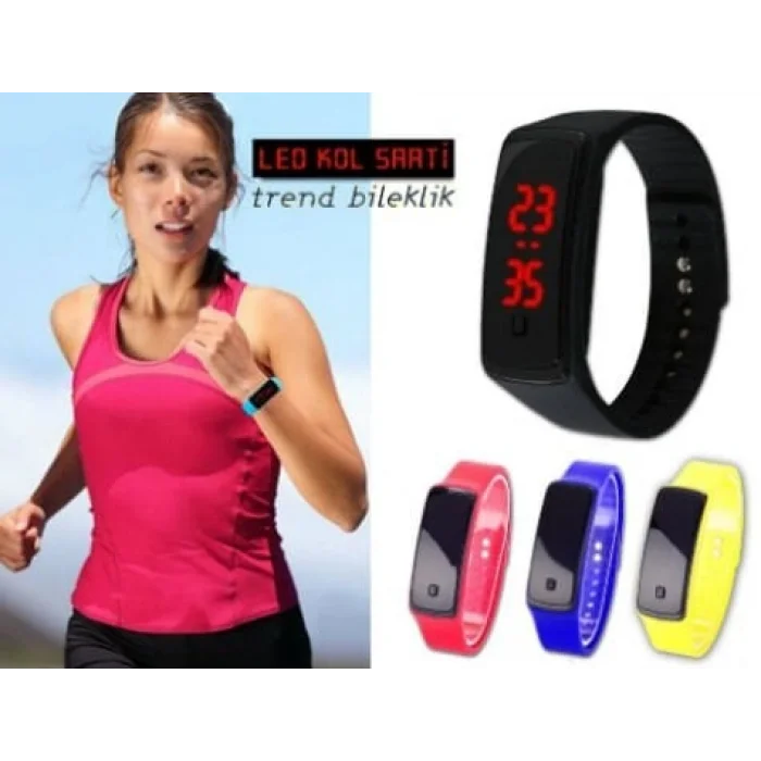 BUĞZ Siyah Ekranlı Led Kol Saati (Kırmızı)