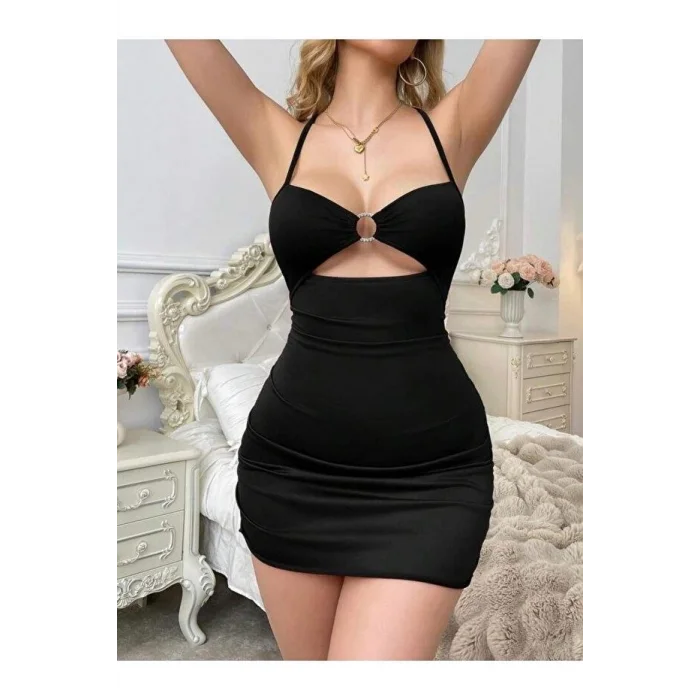 BUĞZ Siyah Fantezi Elbise 5074