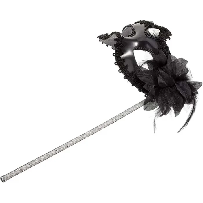  Siyah Işıltılı Tutmalı Fotoğraf Çekimi Maskesi 18x29 cm