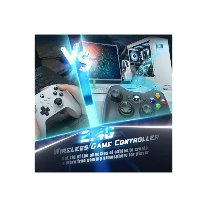 BUĞZ Siyah kablosuz joystick PC uyumlu titreşimli oyun kolu Bluetooth bağlantılı - Elektronik