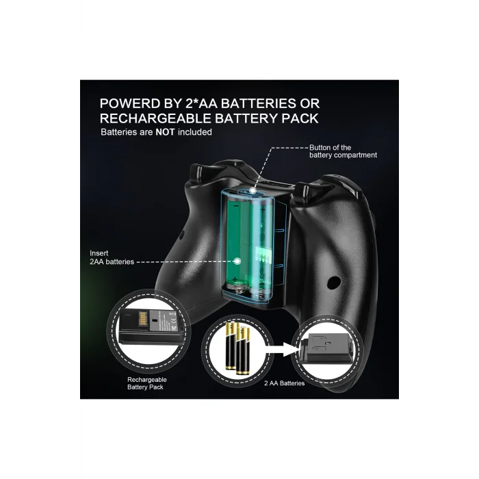 BUĞZ Siyah kablosuz joystick PC uyumlu titreşimli oyun kolu Bluetooth bağlantılı - Elektronik