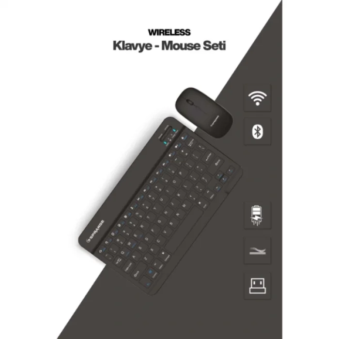 BUĞZ Siyah Kablosuz Klavye Ve Mouse Seti