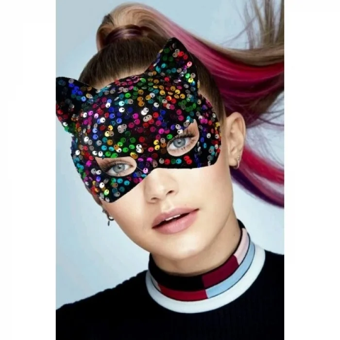  Siyah Kadife Payetli Parti Maskesi