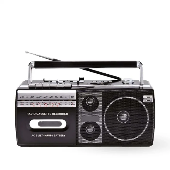 BUĞZ Siyah Kaset Çalar - Bluetooth USB TF AUX FM Özellikli