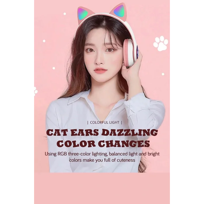 BUĞZ Siyah Kedi Kulağı Tasarımlı Bluetooth Kulaklık - Çocuklar İçin Eğlenceli ve Dayanıklı