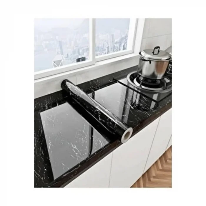 BUĞZ Siyah Mermer Desenli Yapışkanlı Kaplama Kağıdı 5 Metre