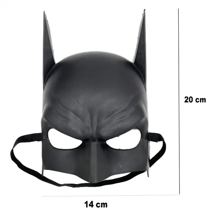  Siyah Renk Çocuk Boy Arkadan Lastikli Batman Maskesi A Kalite  20x14 cm