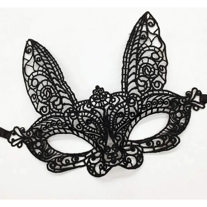 BUĞZ Siyah Renk Dantel Kesim Dantel İşlemeli Balo Parti Maskesi 7 No