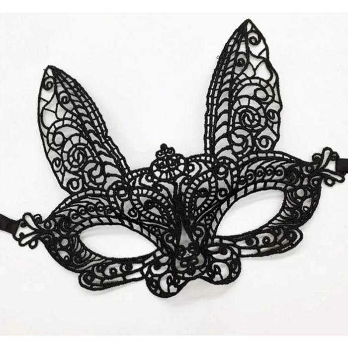  Siyah Renk Dantel Kesim Dantel İşlemeli Balo Parti Maskesi 7 No