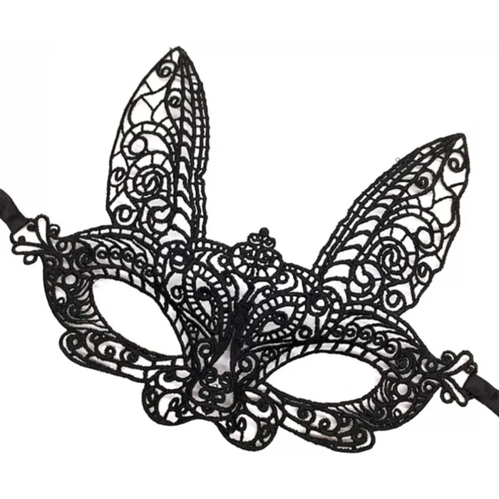  Siyah Renk Dantel Kesim Dantel İşlemeli Balo Parti Maskesi 7 No