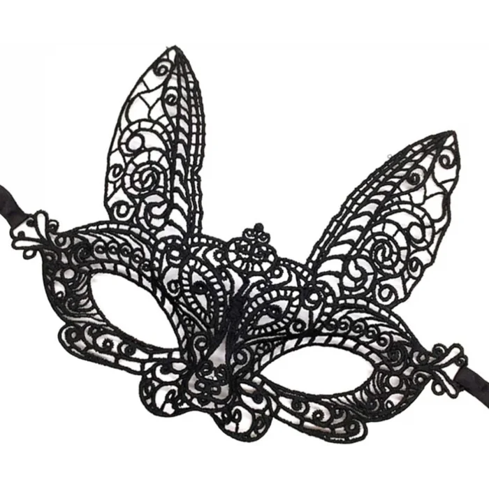 BUĞZ Siyah Renk Dantel Kesim Dantel İşlemeli Balo Parti Maskesi 7 No