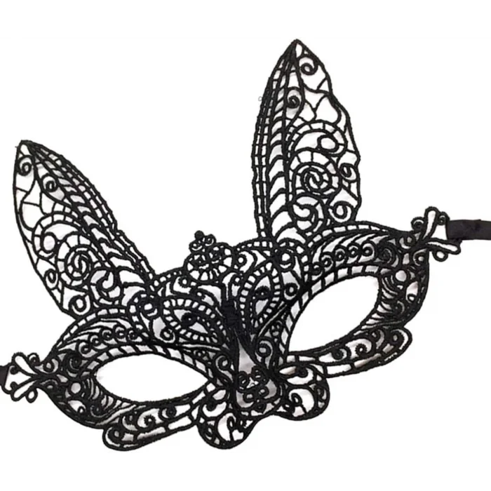 BUĞZ Siyah Renk Dantel Kesim Dantel İşlemeli Balo Parti Maskesi 7 No