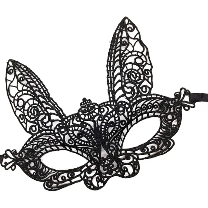  Siyah Renk Dantel Kesim Dantel İşlemeli Balo Parti Maskesi 7 No