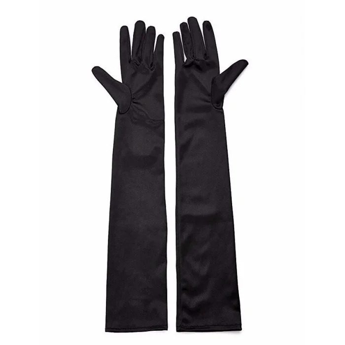 BUĞZ Siyah Renk Dirseğe Kadar Uzun Kumaş Eldiven 40 Cm Bx40