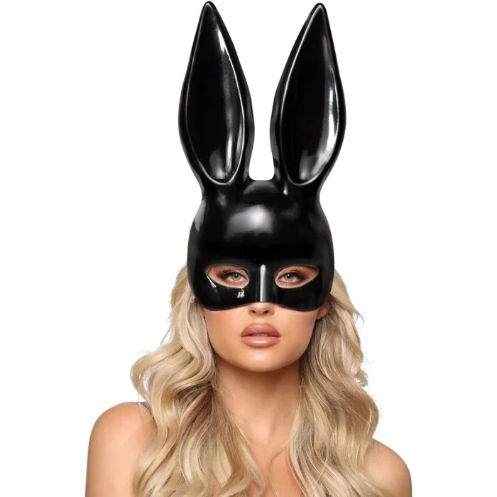  Siyah Renk Ekstra Lüks Uzun Kulaklı Tavşan Maskesi 35x16 cm
