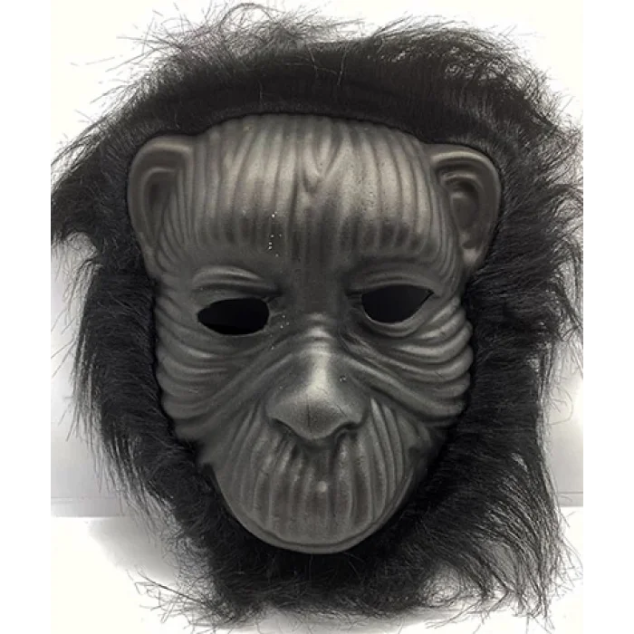 BUĞZ Siyah Renk Eva Goril Maskesi - Siyah Peluşlu Tüylü Orangutan Maskesi