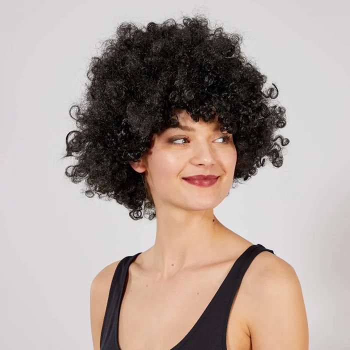 BUĞZ Siyah Renk Kıvırcık Afro Bonus Peruk Bx40