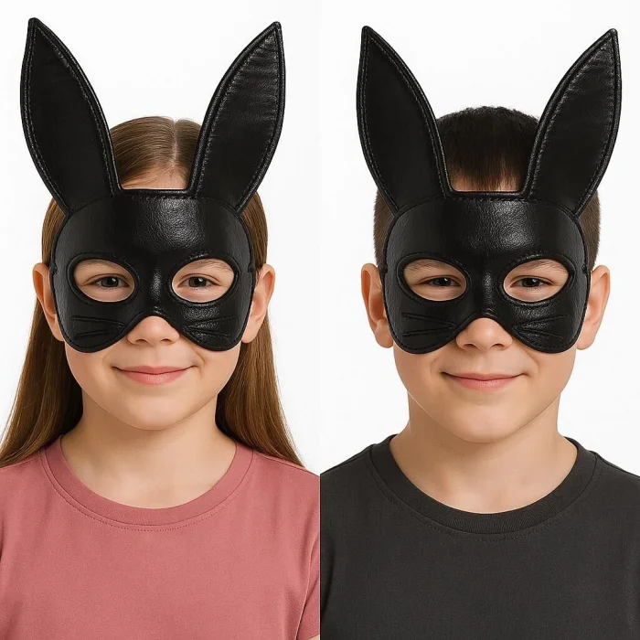 BUĞZ Siyah Renk Kumaş Malzemeden İmal Eva Tavşan Maskesi 19x15 cm