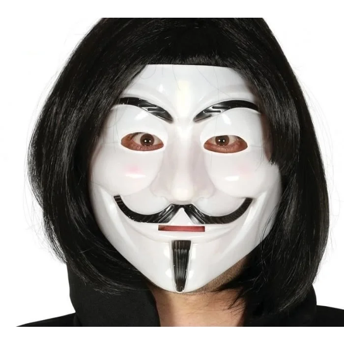 BUĞZ Siyah Renk Takma Kısa Saç Ve V For Vendetta Maskesi Anonymous Maskesi
