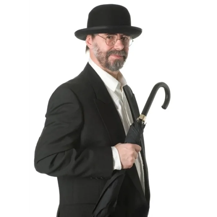 BUĞZ Siyah Renk Yetişkin Boy Retro Bowler Derby Şapkası 58 Cm