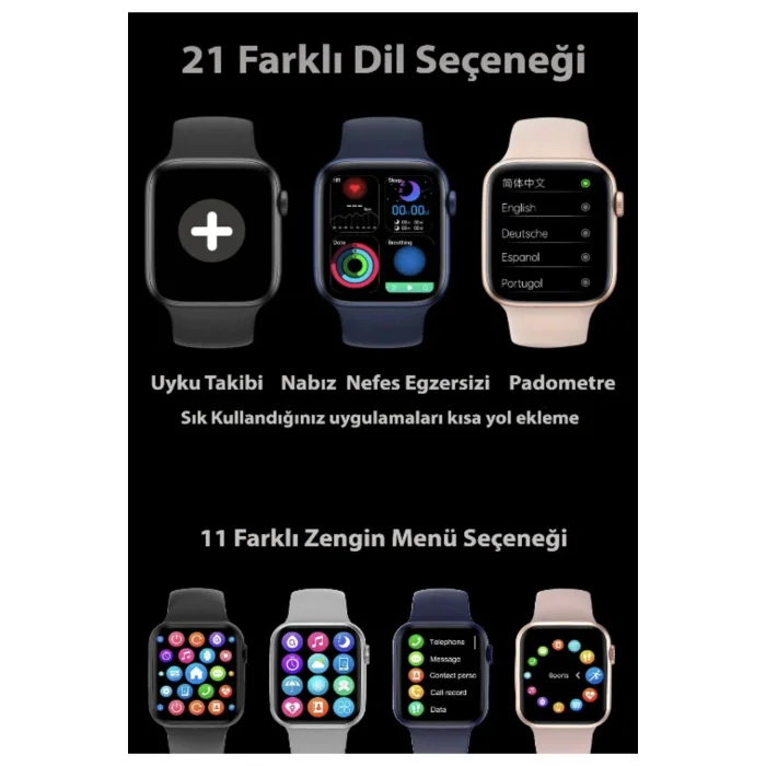 BUĞZ Siyah Renkli Akıllı Saat, GPS ve NFC Özellikli, Suya Dayanıklı, Sesli Görüşme ve Sağlık Takibi İçin