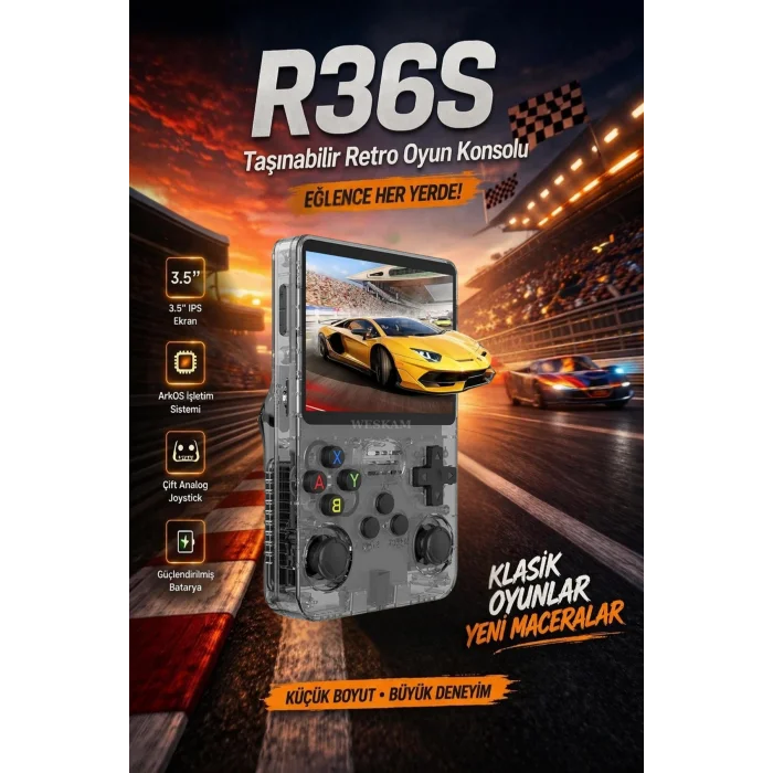 BUĞZ Siyah retro oyun konsolu 64 GB hafıza 15.000+ yüklü oyun yeni nesil el tipi cihaz