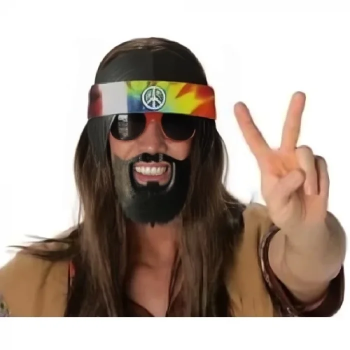  Siyah Saçlı Bandana Hippi Parti Gözlüğü