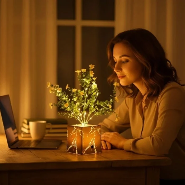 BUĞZ Siyah Saksılı LED Yapay Çiçek