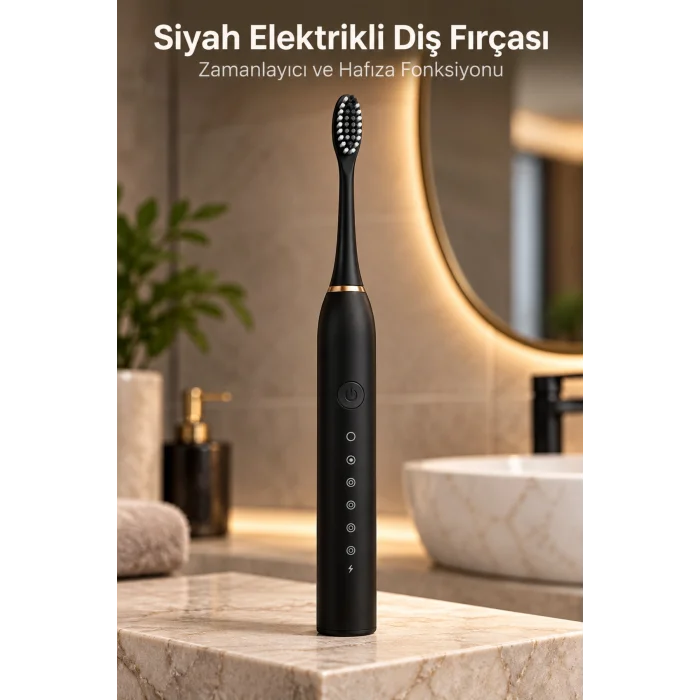 BUĞZ Siyah Şarjlı Elektrikli Diş Fırçası 6 Modlu - BUĞZ