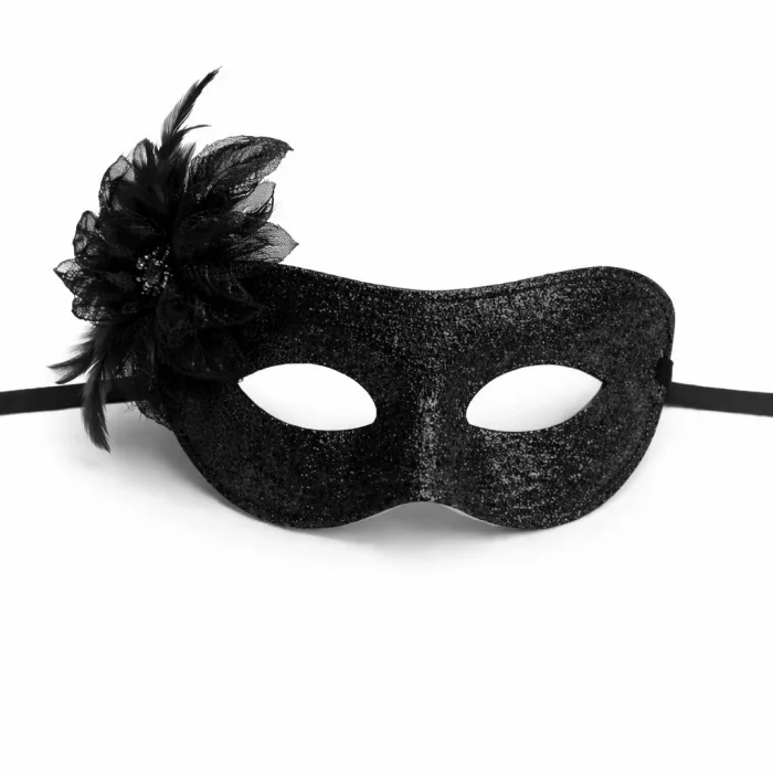 BUĞZ Siyah Simli Tüylü Balo Maskesi